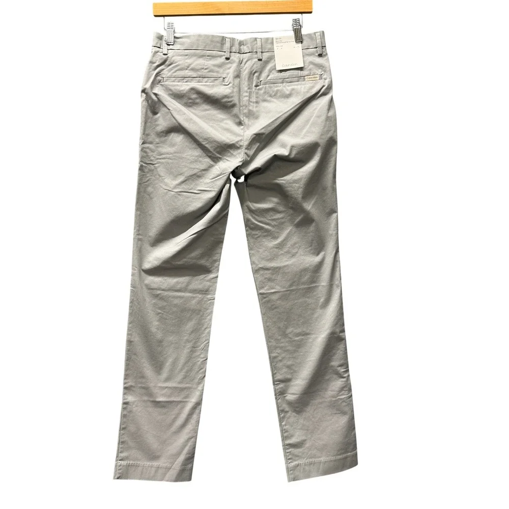 Calvin Klein Chinos Mens 30x30 The‎ Refined Stretch Slim Fit Gray Trousers NEW